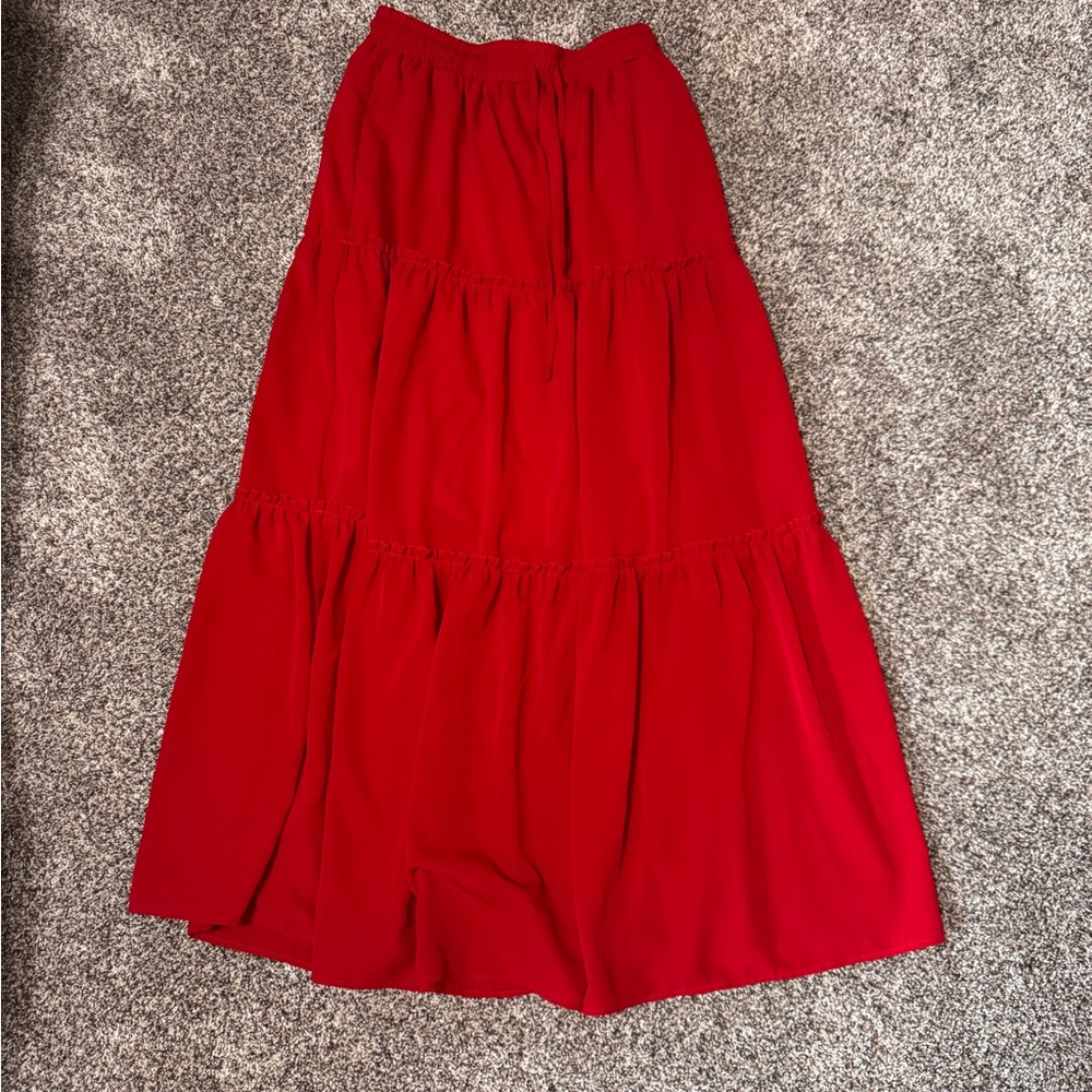 Elegant Red Maxi Skirt